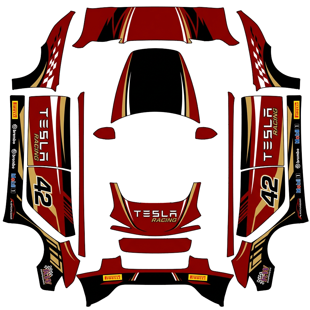 Racing Tesla Model 3 (2024+) Standard & Premium wrap PNG - flat 1024x1024 wrap PNG template for Tesla Model 3 (2024+) Standard & Premium Paint Shop