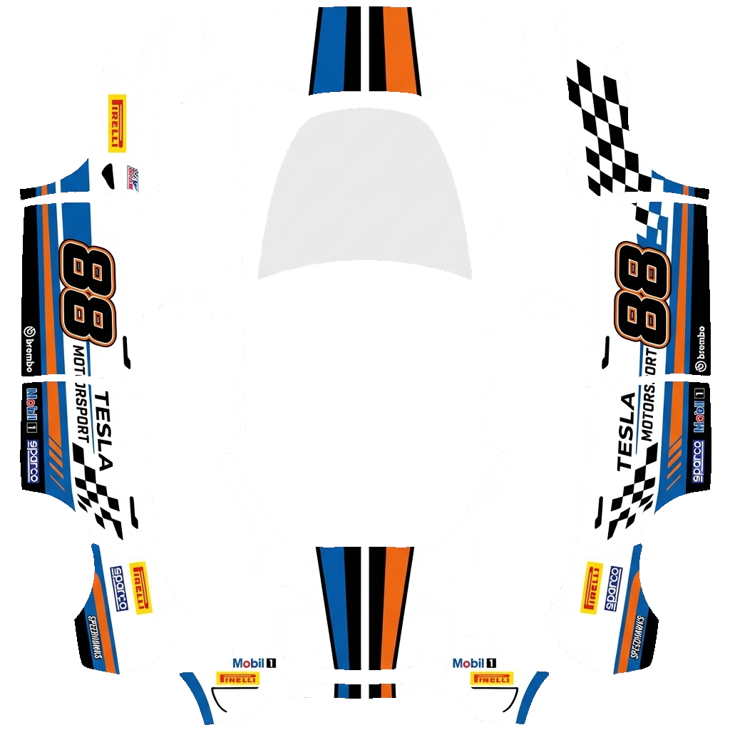 Racing Tesla Model Y wrap PNG - flat 1024x1024 wrap PNG template for Tesla Model Y Paint Shop