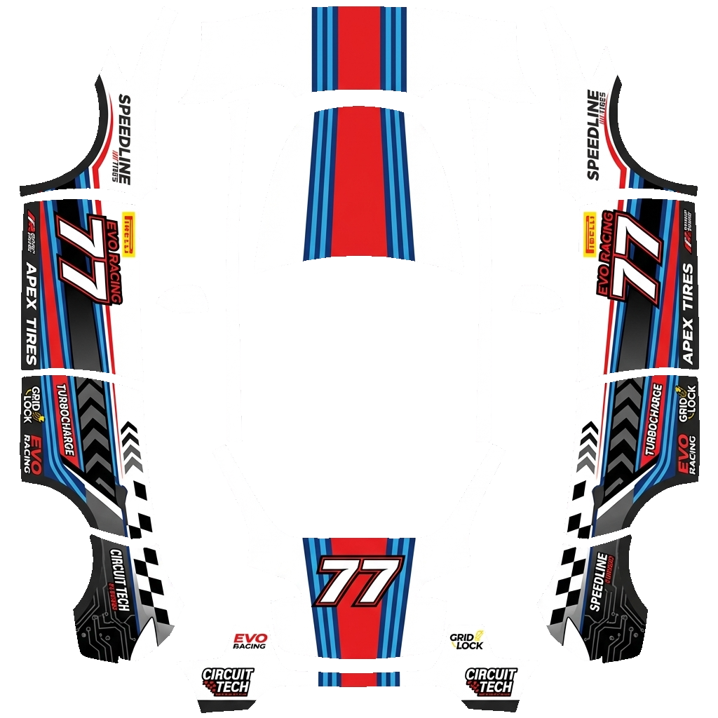 Racing Tesla Model Y wrap PNG - flat 1024x1024 wrap PNG template for Tesla Model Y Paint Shop