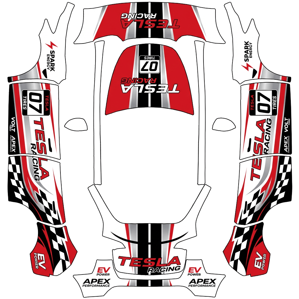 Racing Tesla Model Y wrap PNG - flat 1024x1024 wrap PNG template for Tesla Model Y Paint Shop
