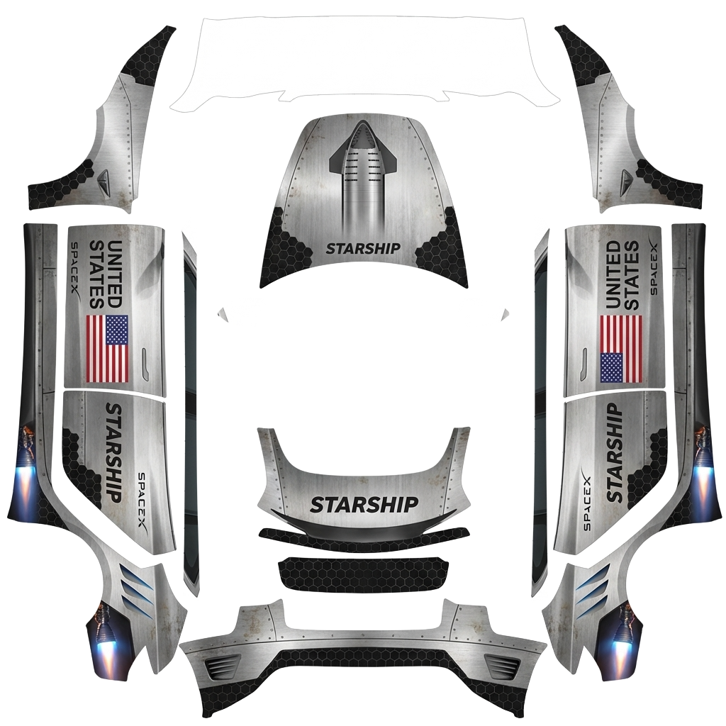 Tesla Model 3 (2024+) Standard & Premium with a Starship wrap, 3D preview