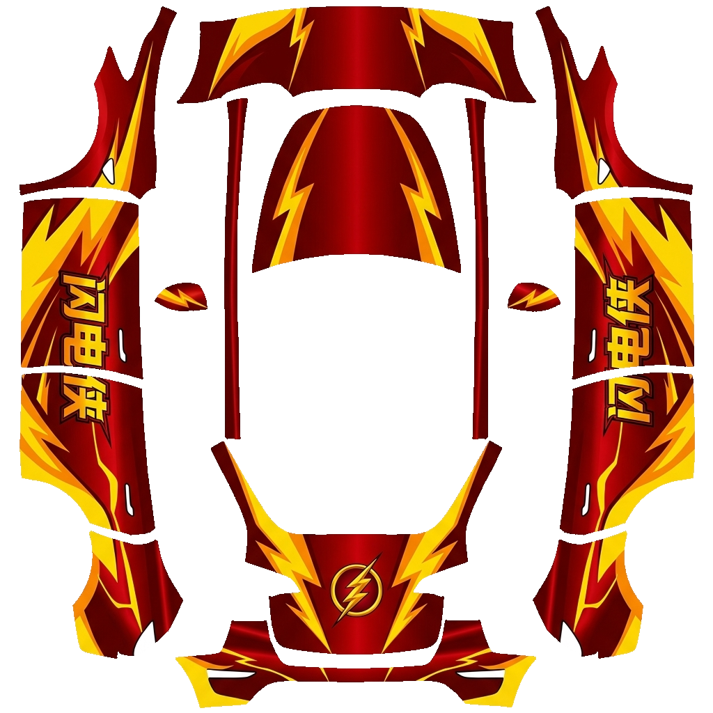 Tesla Model Y with a 闪电侠 wrap, 3D preview