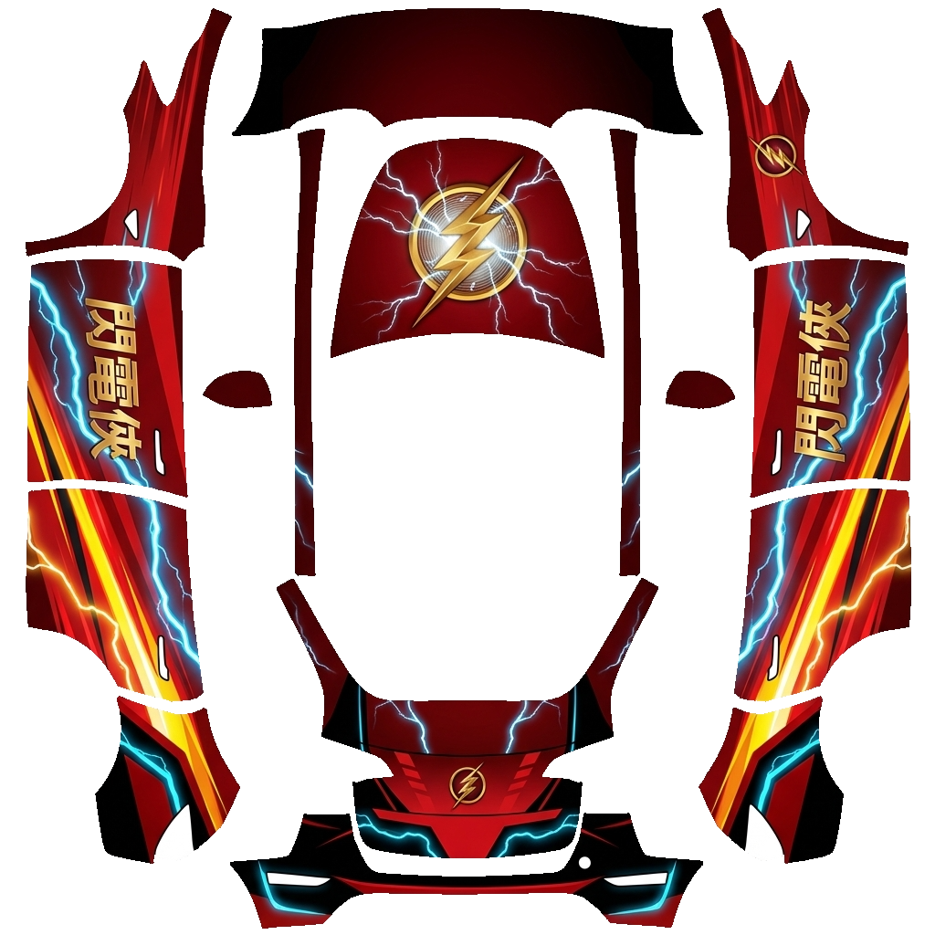 Tesla Model Y with a 閃電俠 (貝瑞·艾倫) wrap, 3D preview