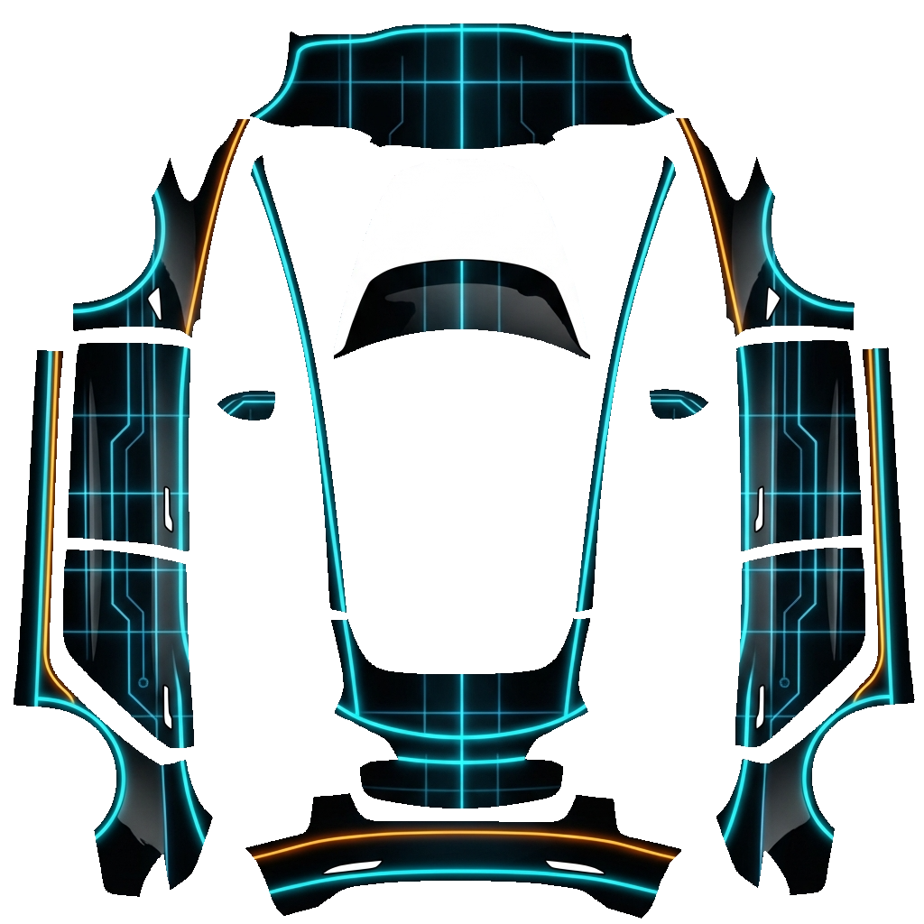 Tesla Model 3 with a Tron wrap, 3D preview