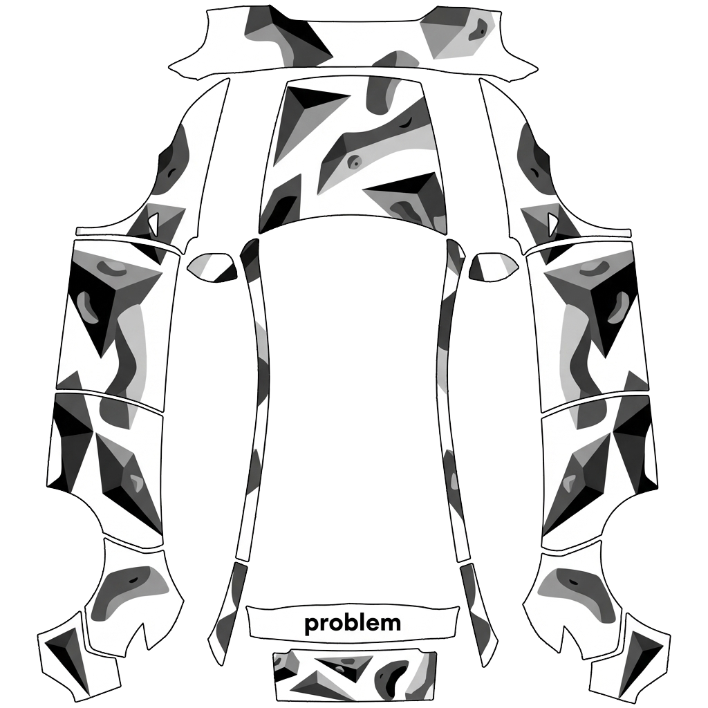 Tesla Model Y (2025+) Premium with a White and Black Geometric Camo wrap, 3D preview