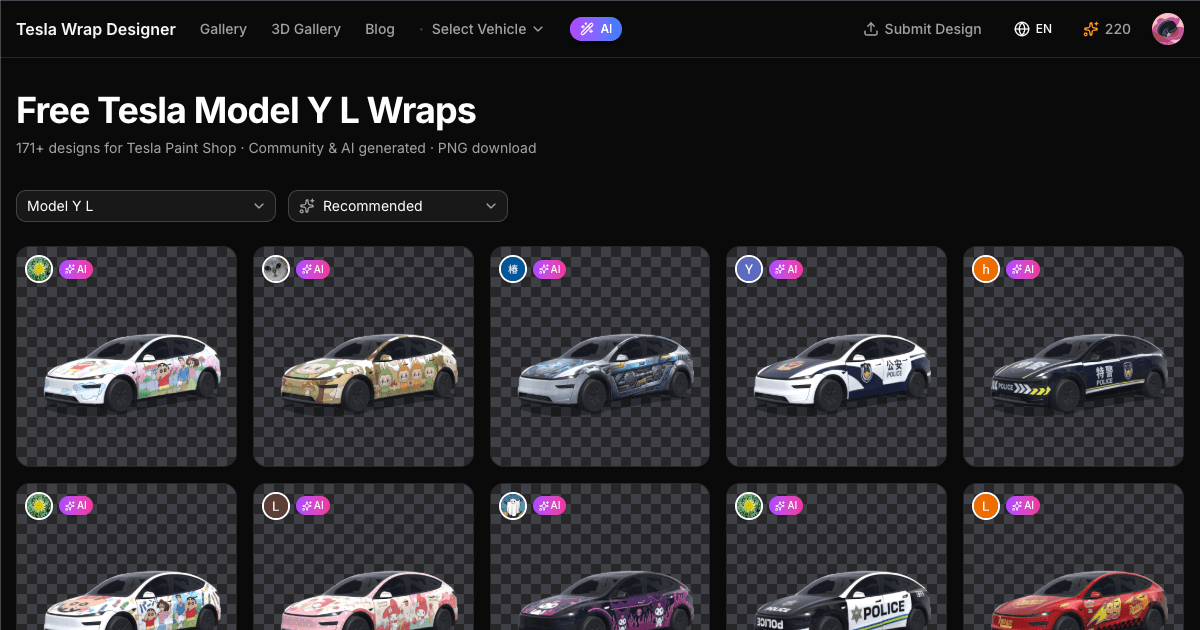 Tesla Model Y L Custom Wraps - Free Templates Download